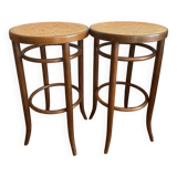 Wooden and cane bistro bar stools