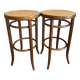 Wooden and cane bistro bar stools