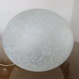 Italian pebble lamp in white speckled glass 80s