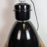 Large Black Industrial Factory Pendant Lamp from Elektrosvit, 1960s