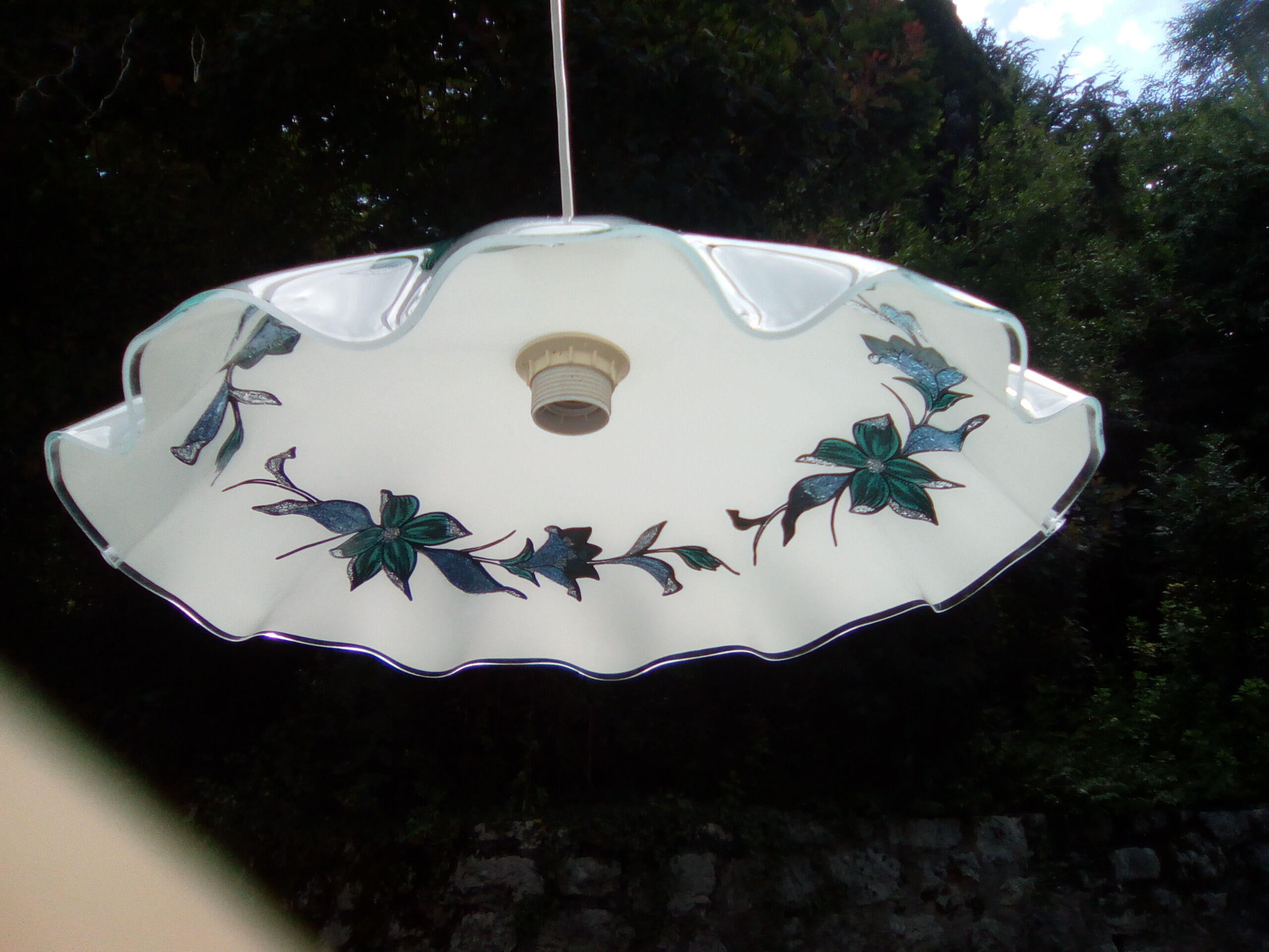 Opal glass chandelier 80s