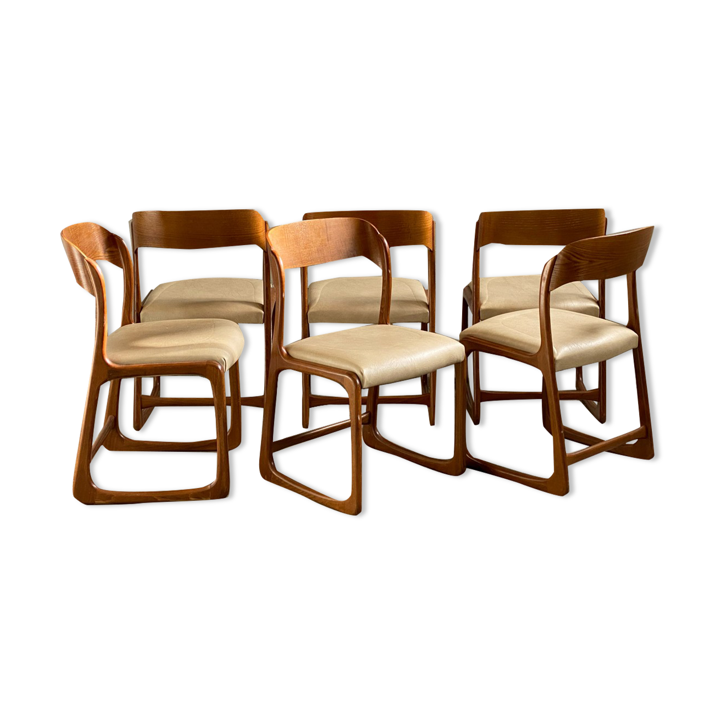 6 Baumann chairs foot sled