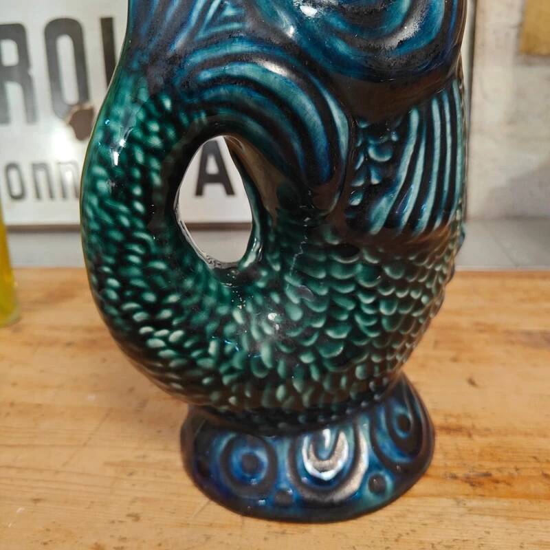 Pichet poisson en porcelaine estampillée vintage