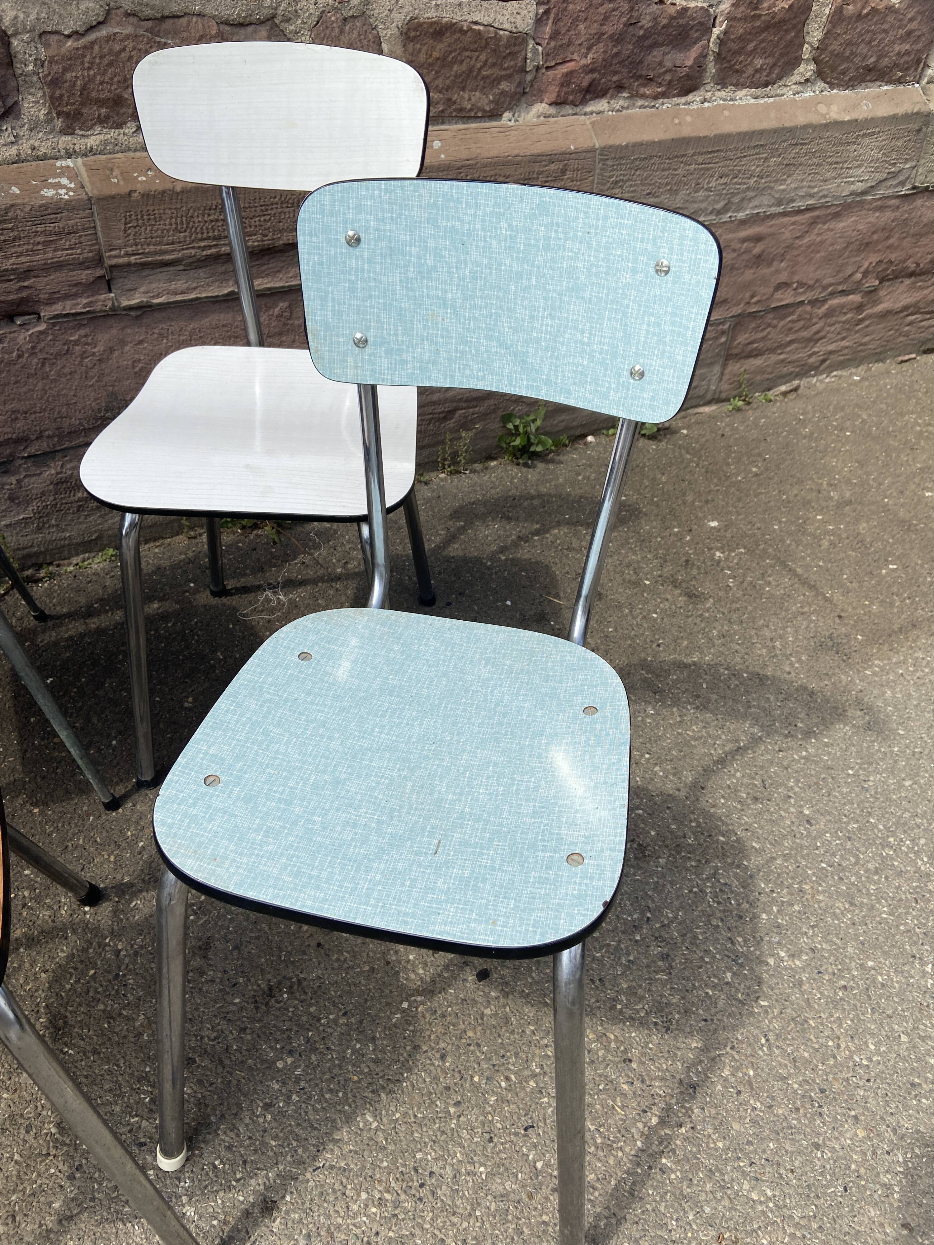 6 vintage mismatched formica chairs
