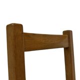 Set of four vintage chairs / stool - brutalist style minimalist oak and wicker 60s