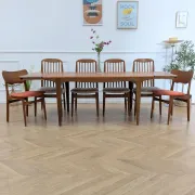 Scandinavian teak dining table with extensions