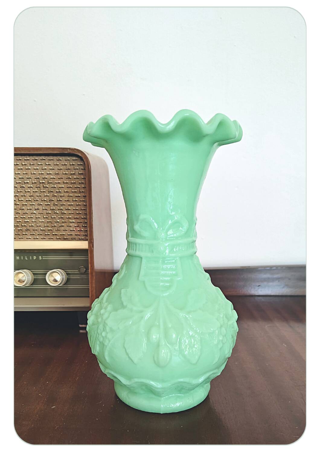 Vase en verre opalin Art Nouveau Portieux Vallerysthal