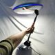Adjustable chrome metal UFO lamp, space age, UFO, Aluminor, France, 1980.
