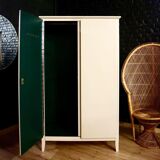 Restored parisian ivory, emerald green cabinet