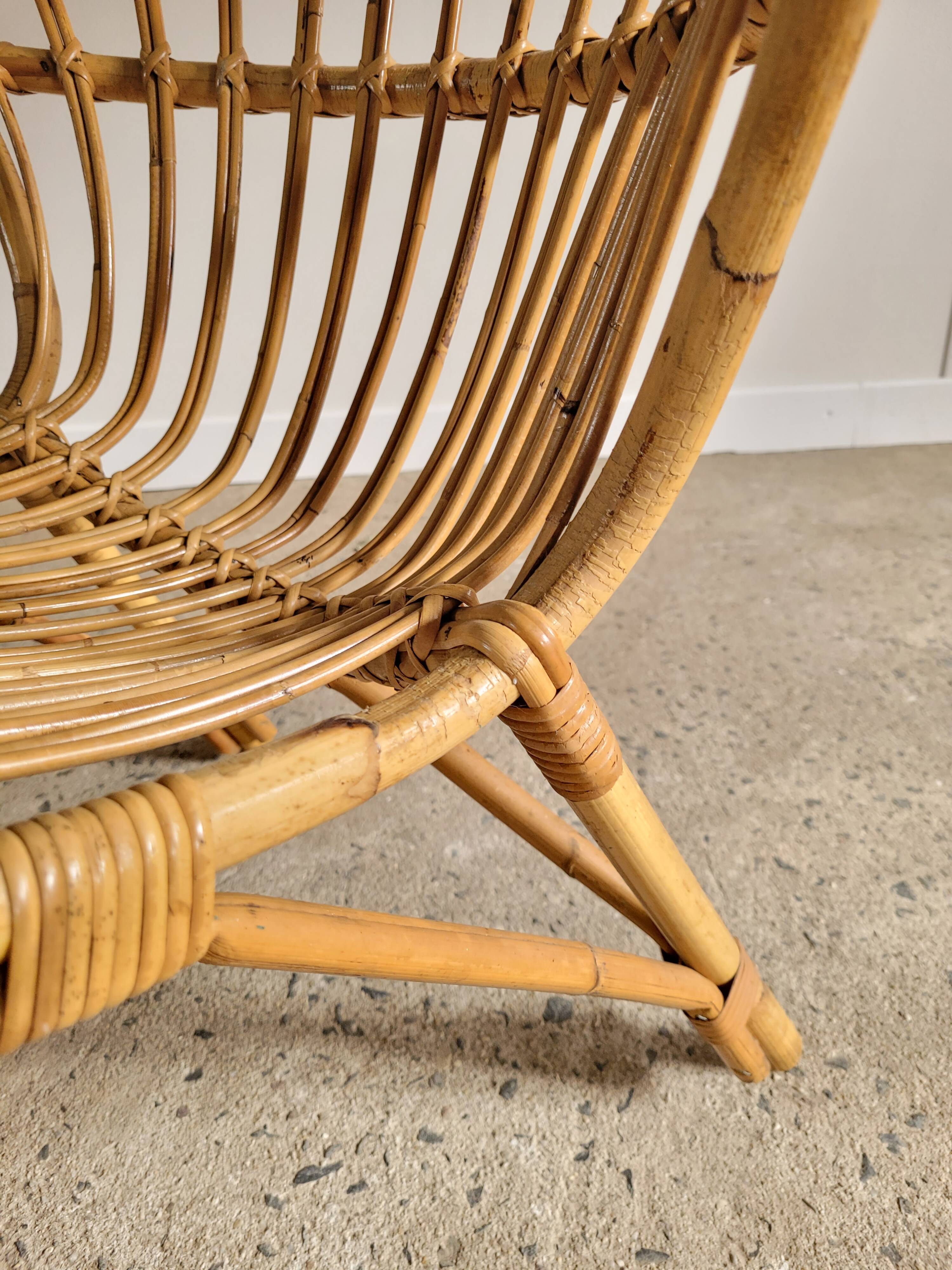 Fauteuil en rotin vintage