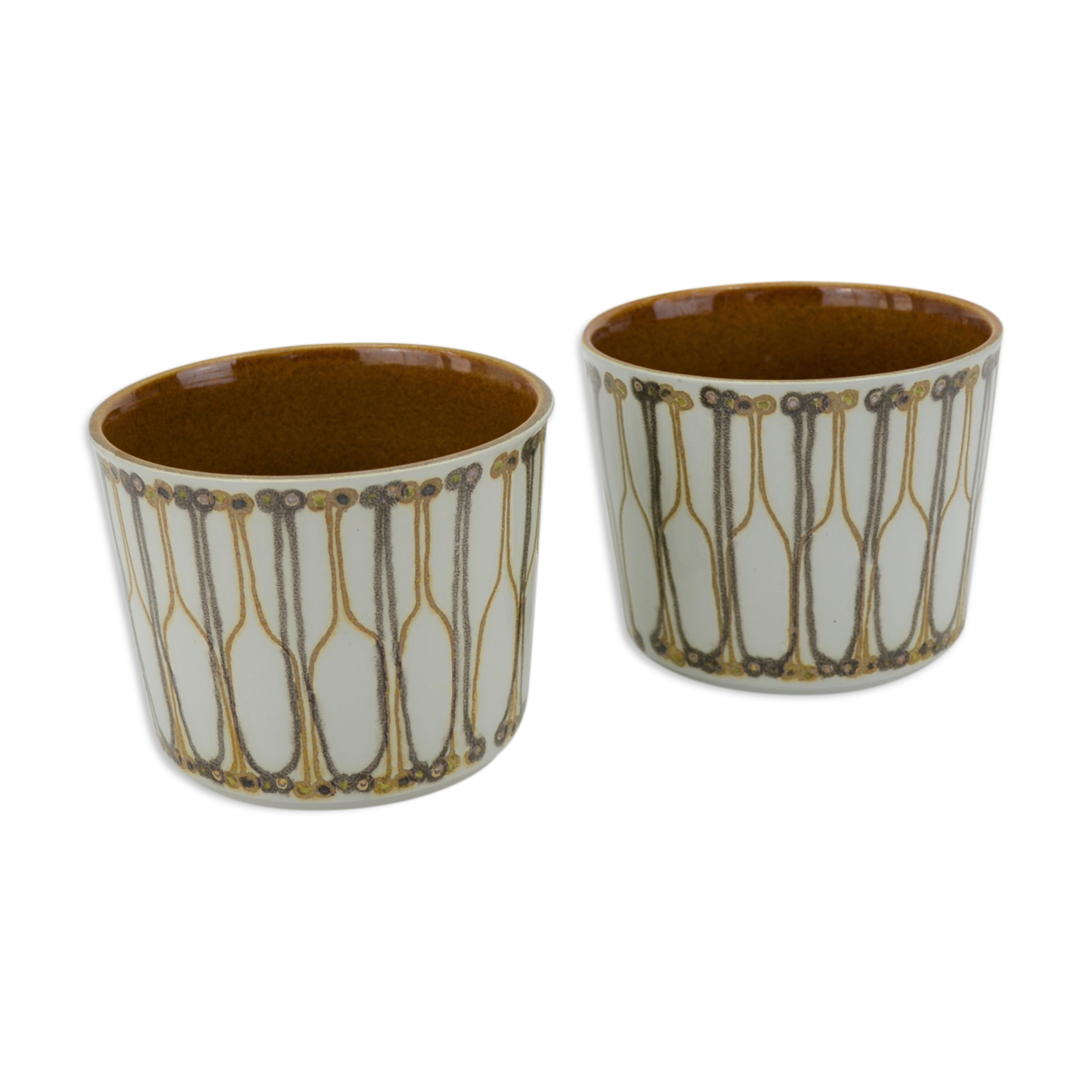 Pair of earthenware pot covers from Ellen Malmer's Baca series for Royal Copenhagen