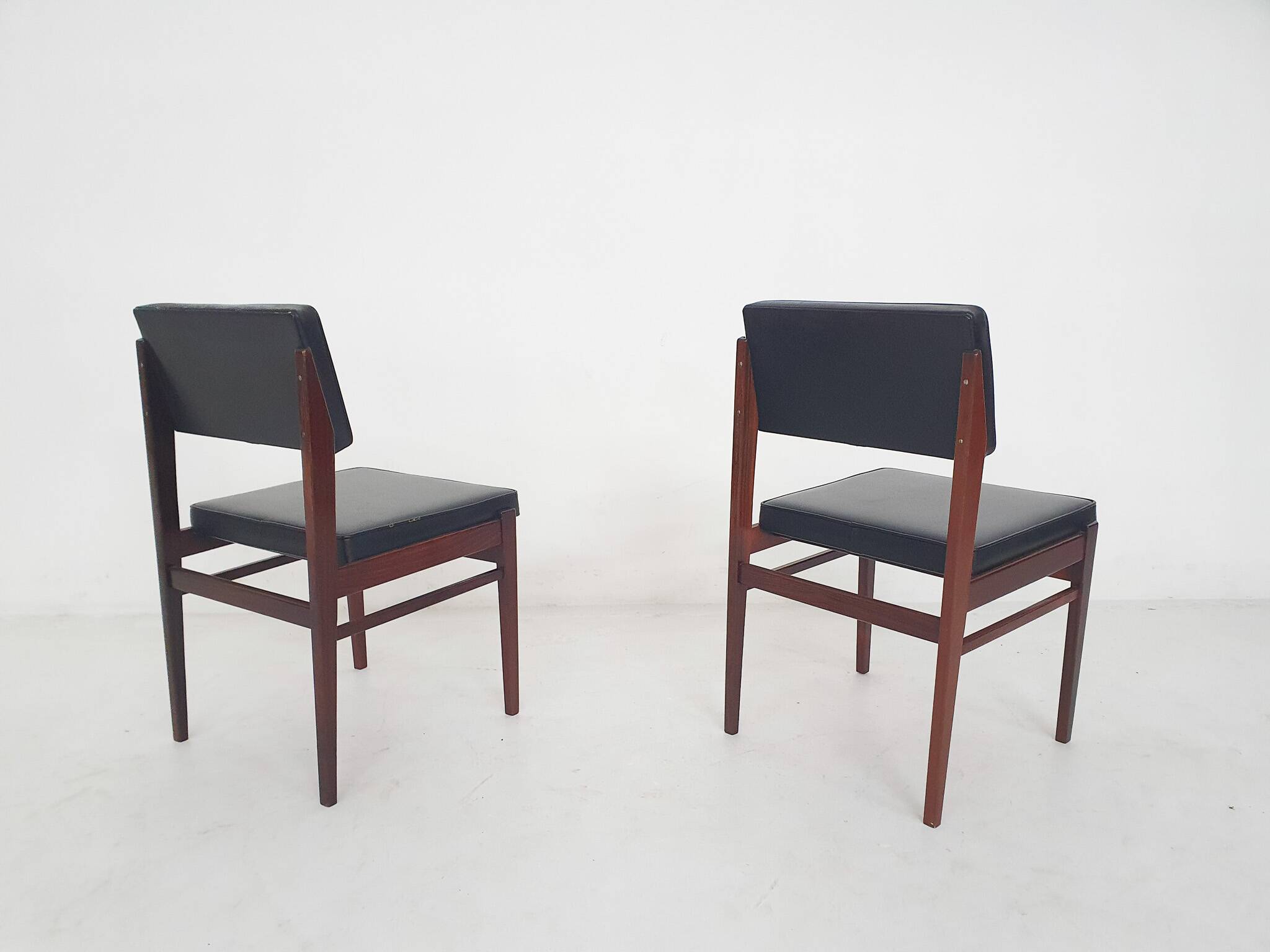 Set of 2 Topform dining chairs in black faux leather, The Netherlands 1950'