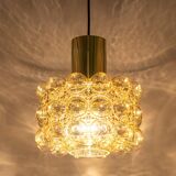 Large amber bubble glass pendant by Helena Tynell for Limburg, Germany, 1970s.