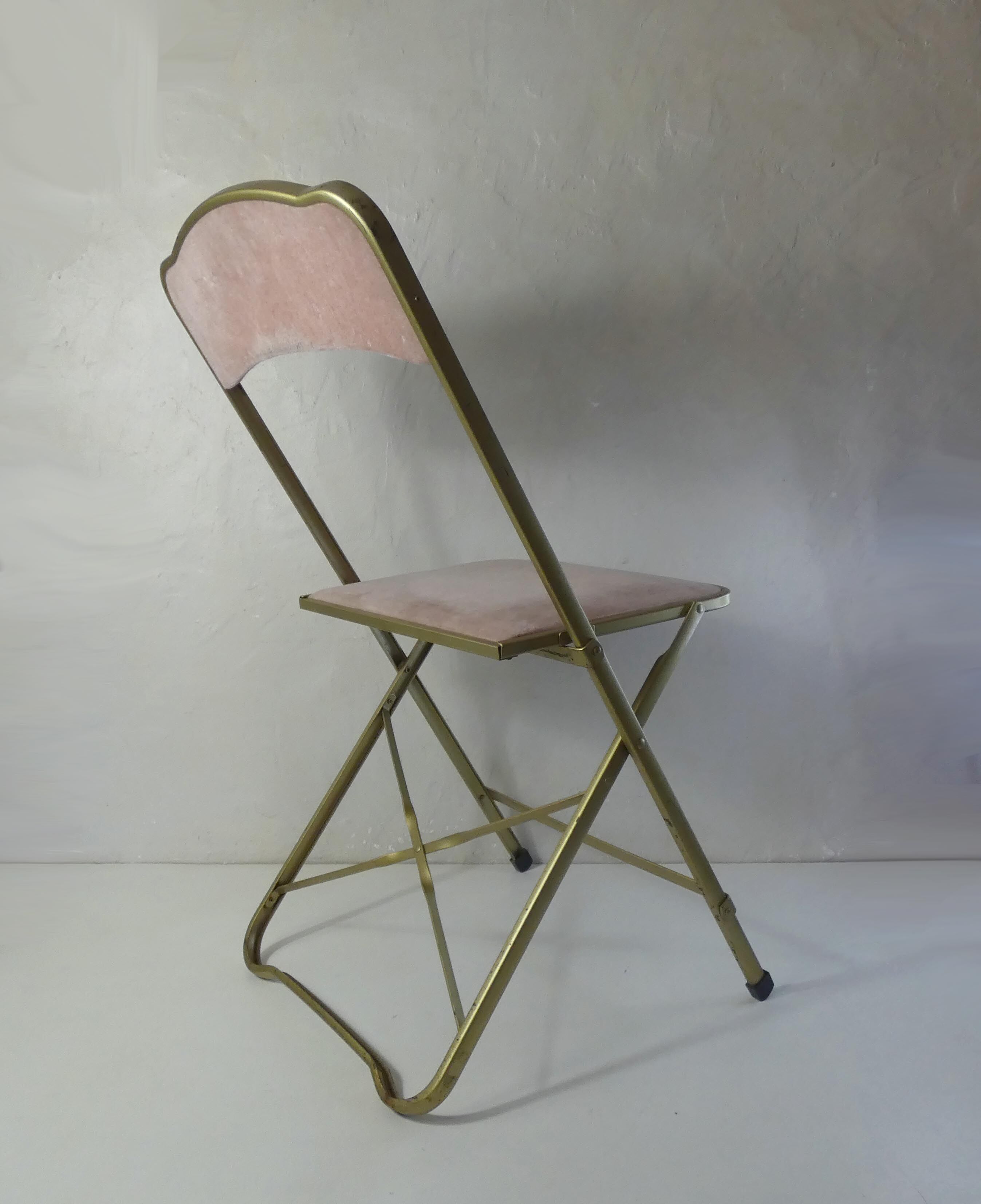 Folding chair chaisor powder pink velvet