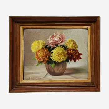 Framed bouquet of flowers painting