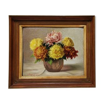 Peinture bouquet de fleurs encadrée