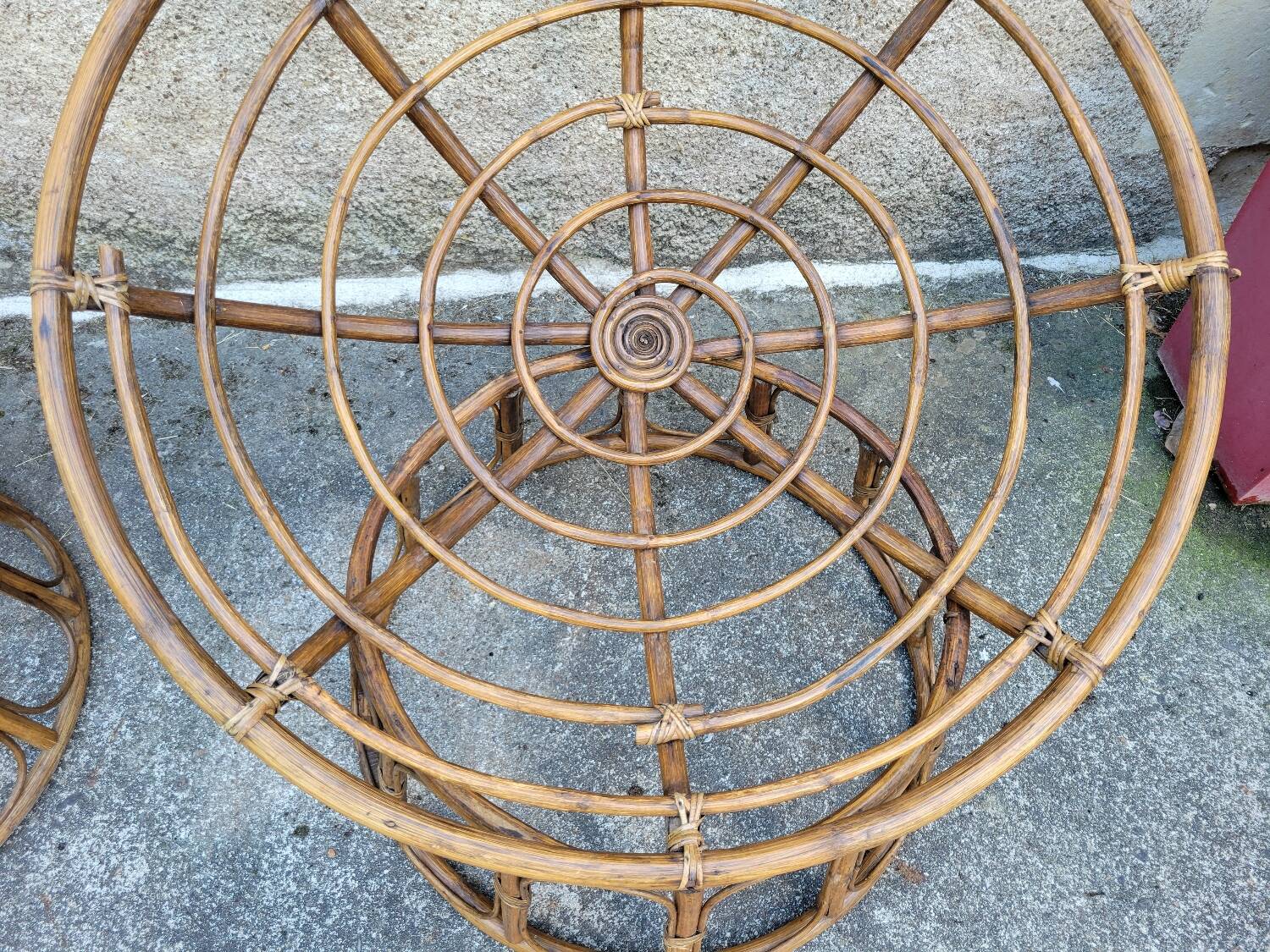 Pair of rattan armchairs or love seats from the 70s