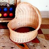 Cradle vintage wicker doll