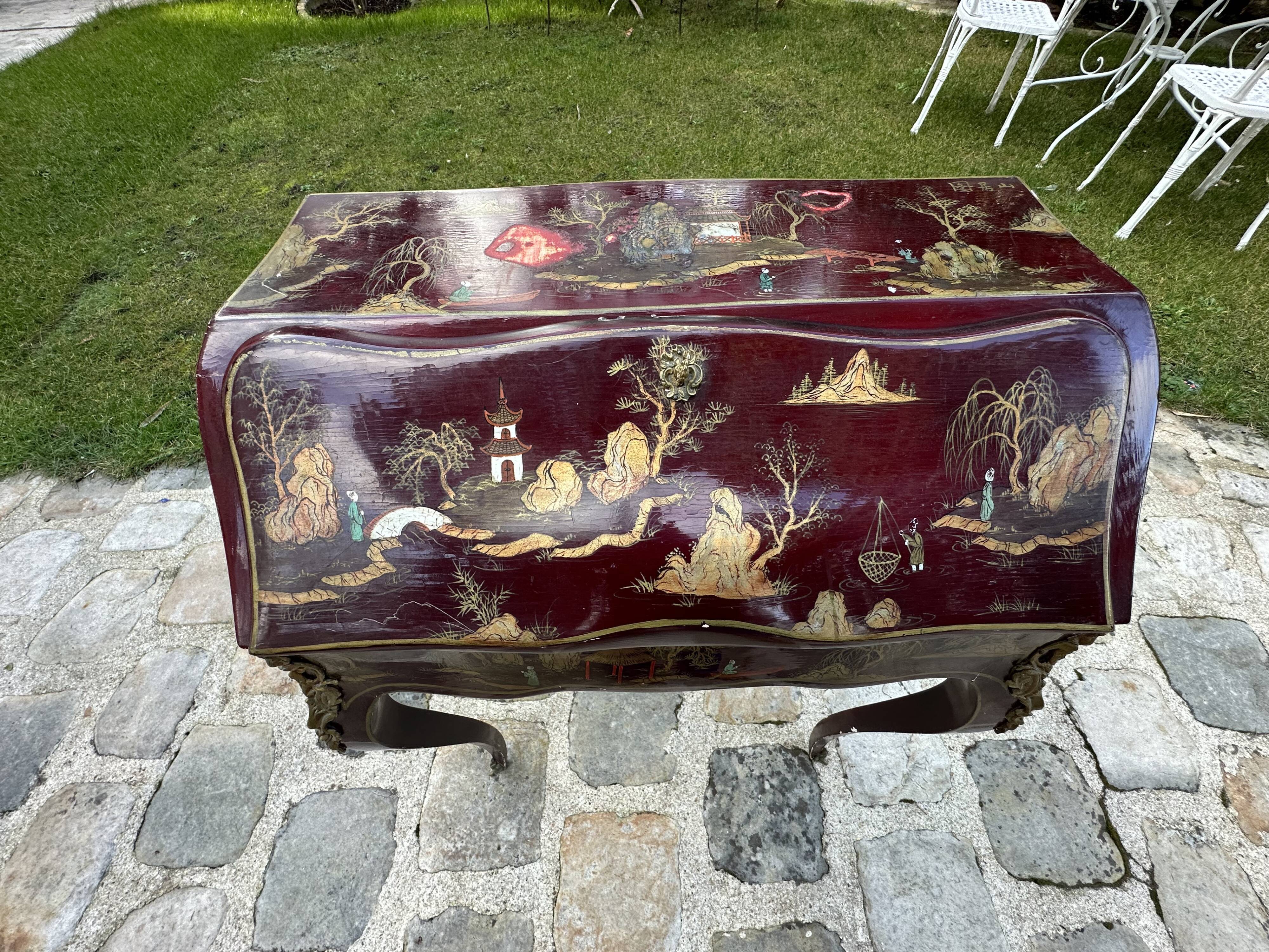 Slope desk - Louis XV style - Chinese lacquer