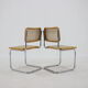 Set of six chrome plated and wood italian dining chairs by Breuer, 1970s