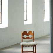 Set of 6 "Razorblade" chairs by Henning Kjærnulf in Oak and Lambswool, 1960s