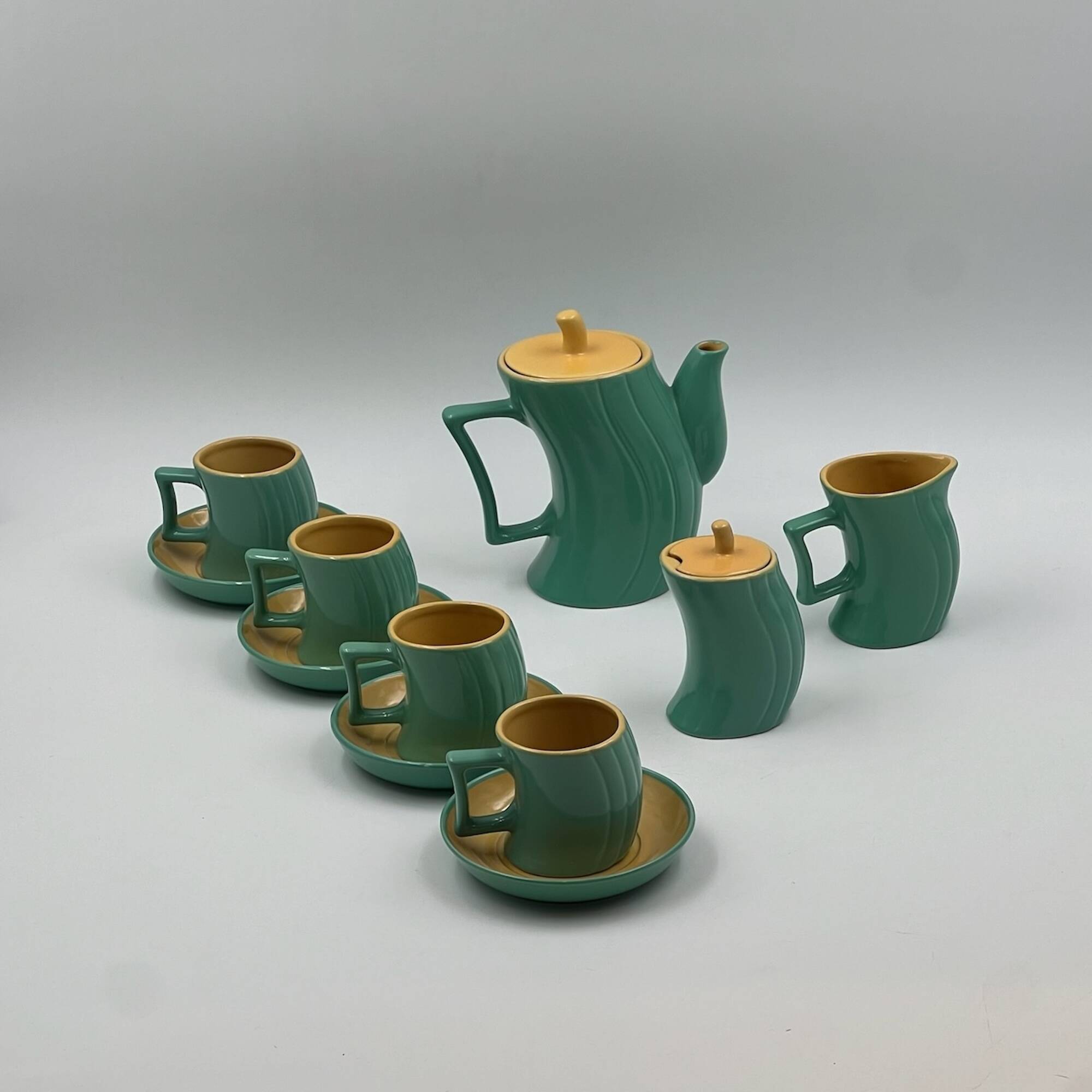 Vintage Memphis Naj Oleari Ceramic Tea Set by Massimo Iosa Ghini - 1980s