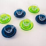 Set of glass cups, Italian design, 1970s, manufactured by Fratelli Guzzini