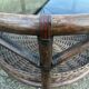 Round rattan and bamboo coffee table, vintage 1960