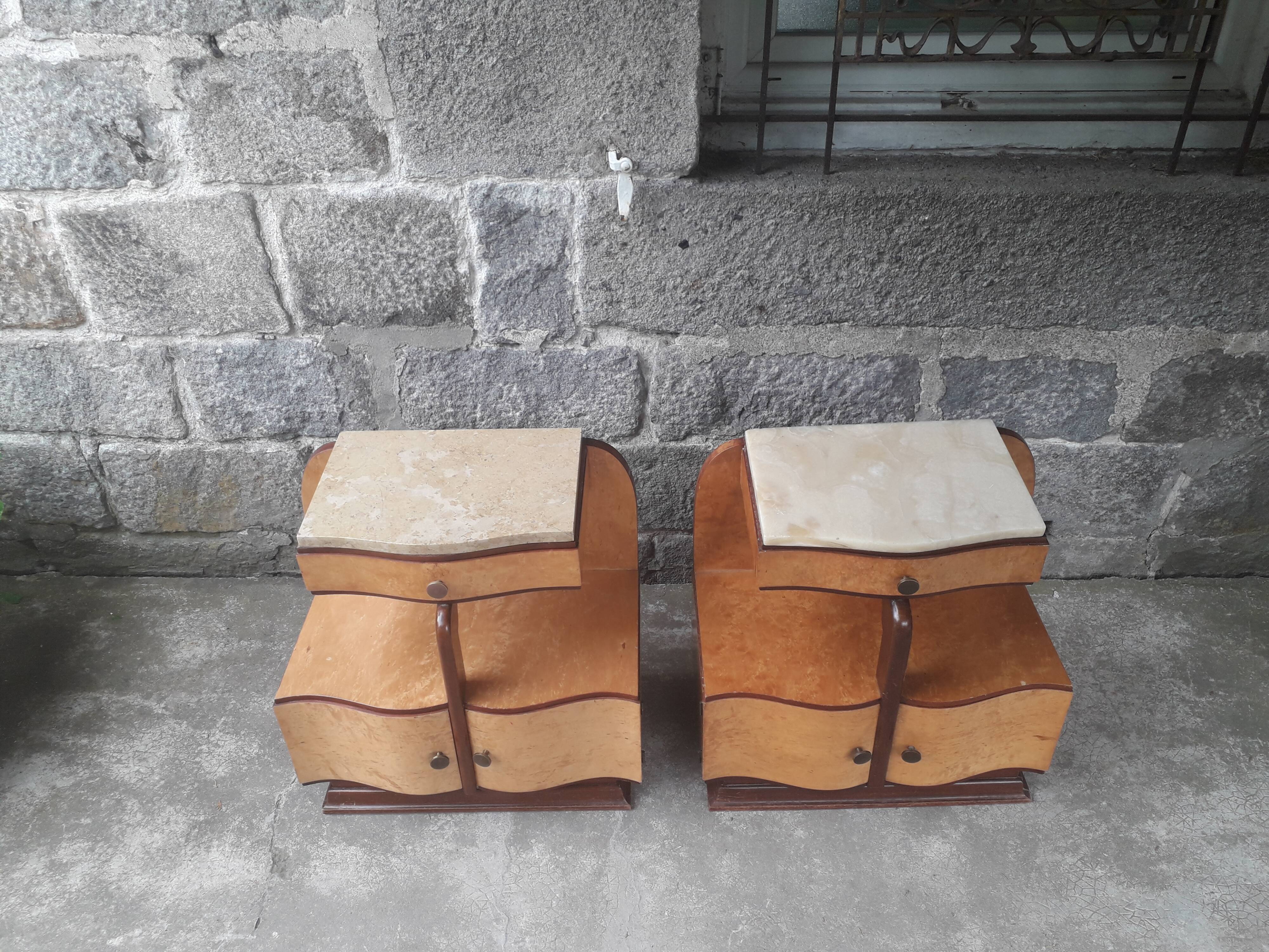 Pair of art deco bedsides