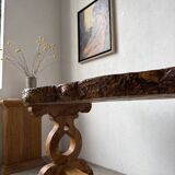 Table artisanale en orme massif, art populaire