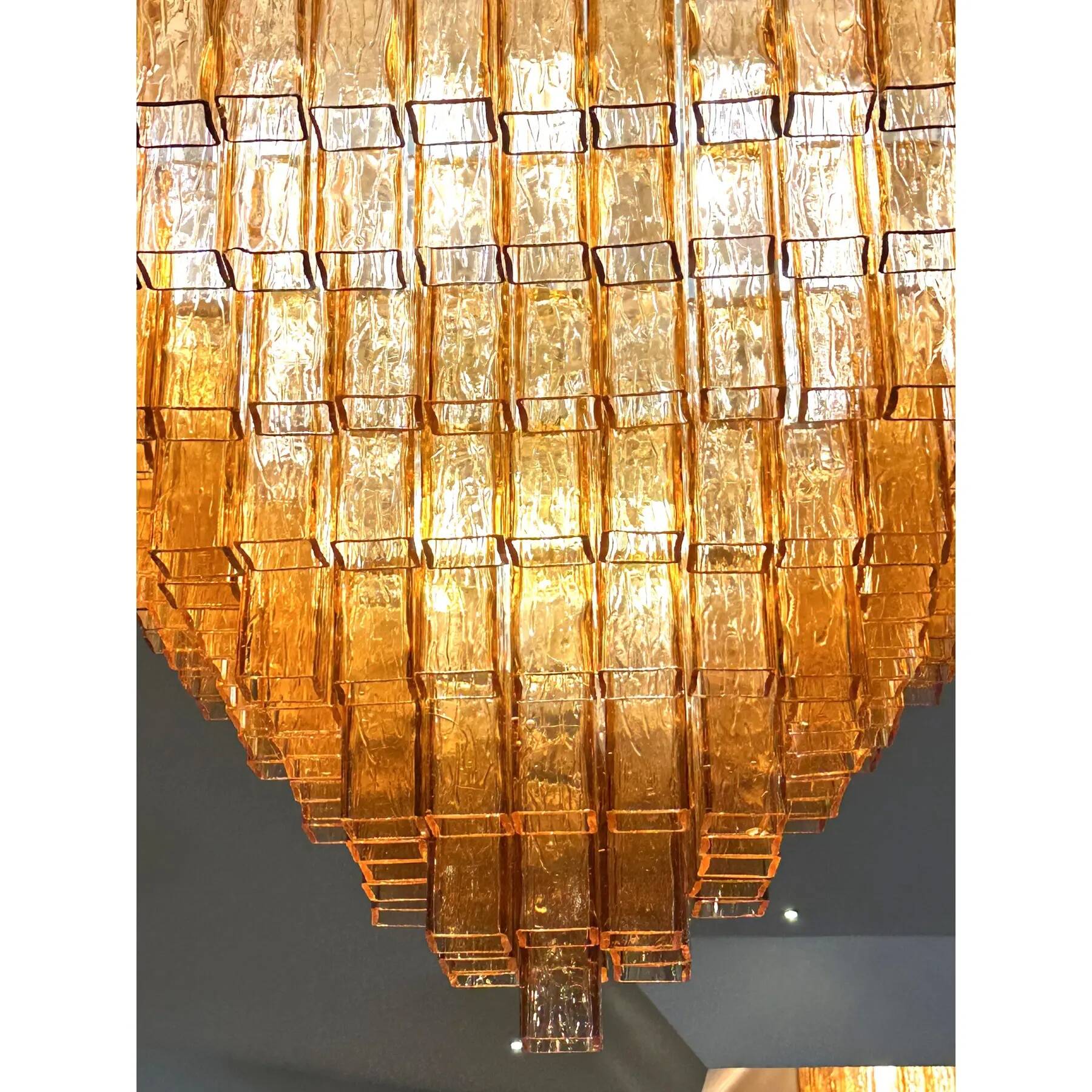 Majestic Luxury Venetian Amber-Rosè Murano Glass “Squared” Elements.