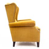Yellow Wingback armchair, Scandinavia, 1940s