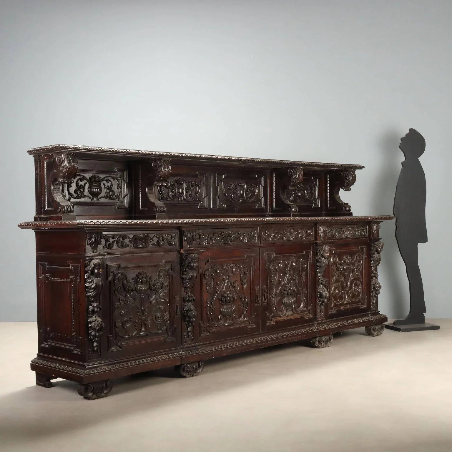 Antique neo-Renaissance walnut buffet, Italy, 19th century