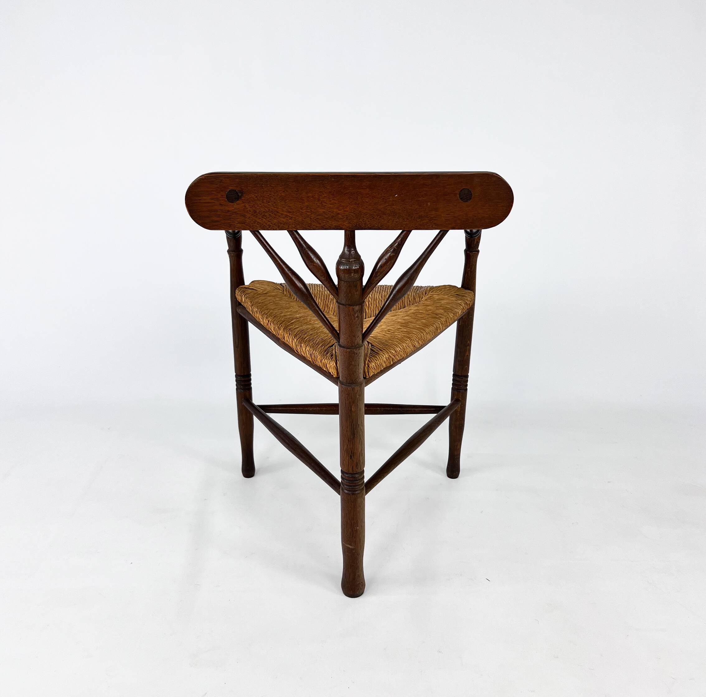 Dutch Antique Oak and Rush Chair, 1930s