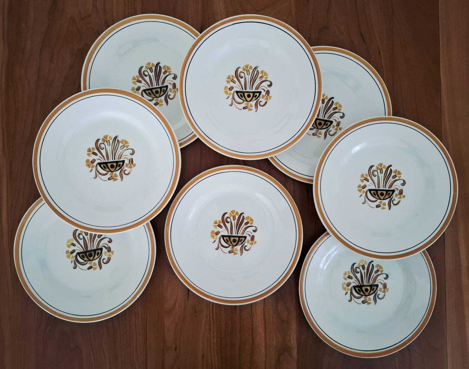 Antique Creil and Montereau Earthenware Dessert Plates, Eye Pattern