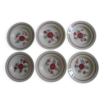 6 Céranord St Amand vintage soup plates 50s