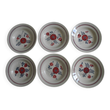 6 Céranord St Amand vintage soup plates 50s