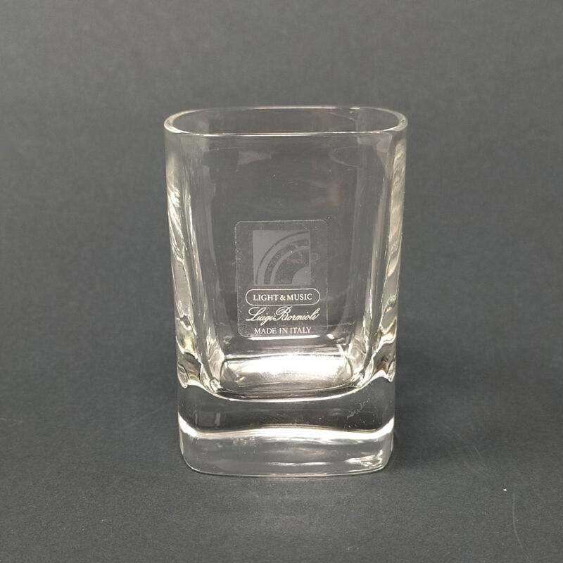 Italian vintage crystal decanter with 6 crystal glasses signed Luigi Bormioli 1970s