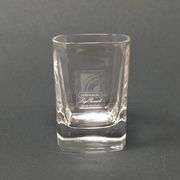 Italian vintage crystal decanter with 6 crystal glasses signed Luigi Bormioli 1970s