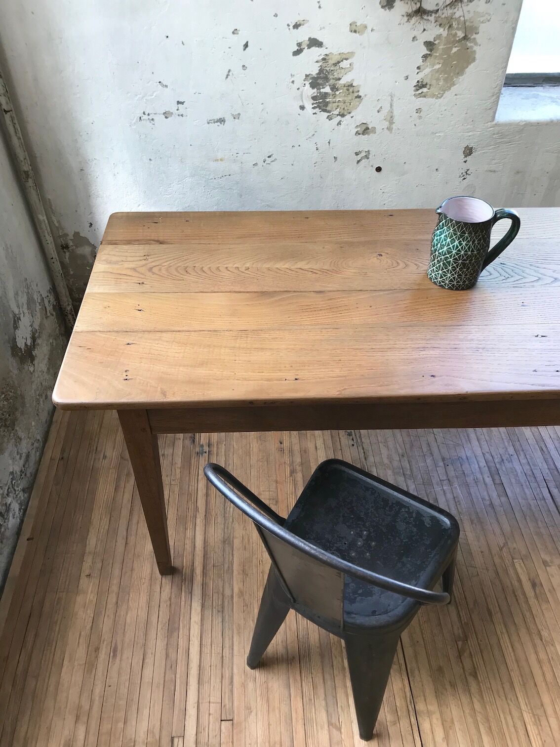 Farm table in raw wood