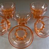 8 vintage pink molded glass bowls from the 40s and 50s