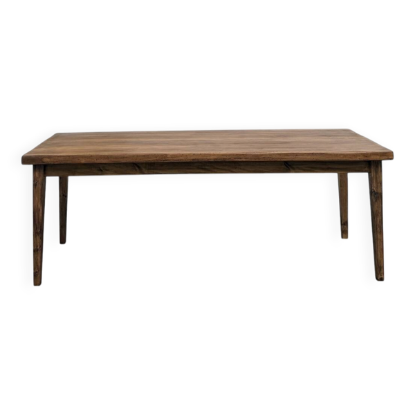 Table de ferme en hêtre, pieds fuseaux, France, années 1970