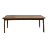 Beech farmhouse table, tapered legs, France, 1970s
