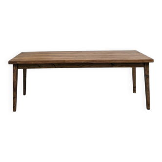 Beech farmhouse table, tapered legs, France, 1970s