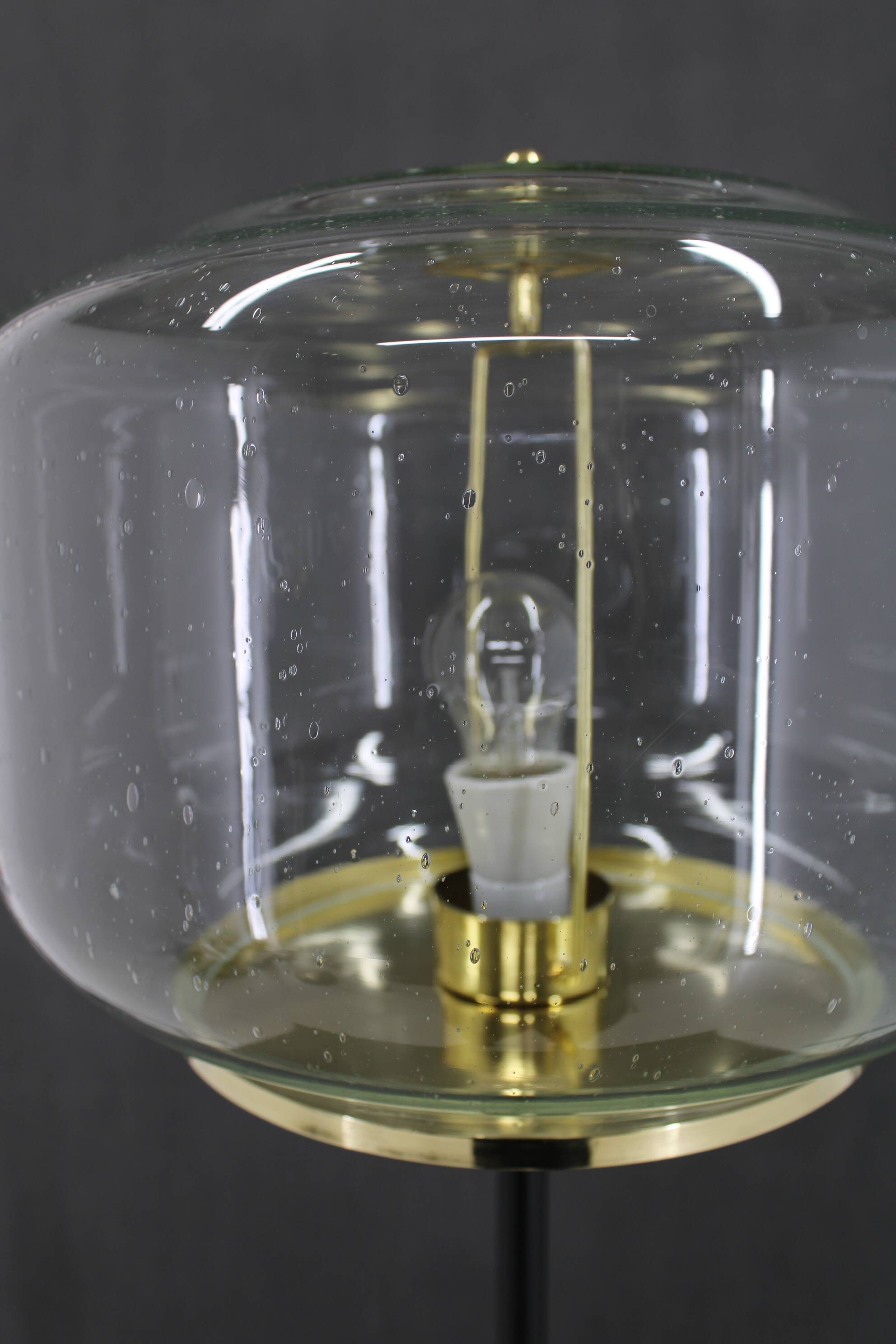 1970s Pair of Glass Brass Floor Lamps by Kamenicky Senov , Czechoslovakia