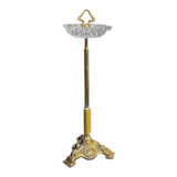 Large golden footed ashtray, moulded glass – 1960s