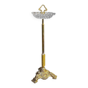 Large golden footed ashtray, moulded glass – 1960s