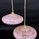 Pair of pink marbled Clichy glass pendant lights – 1950s