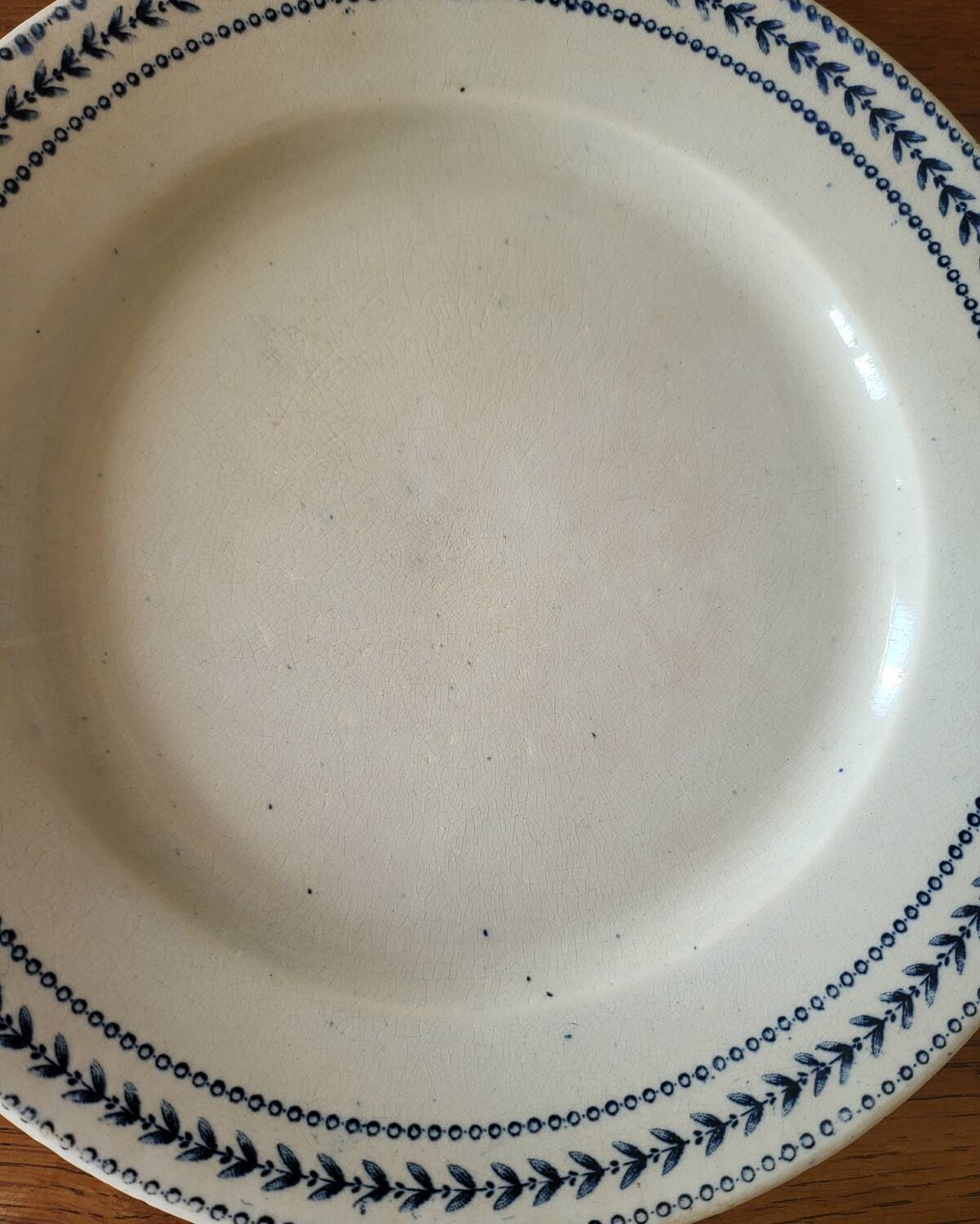 Old opaque porcelain plate gien terre de fer "laurels"