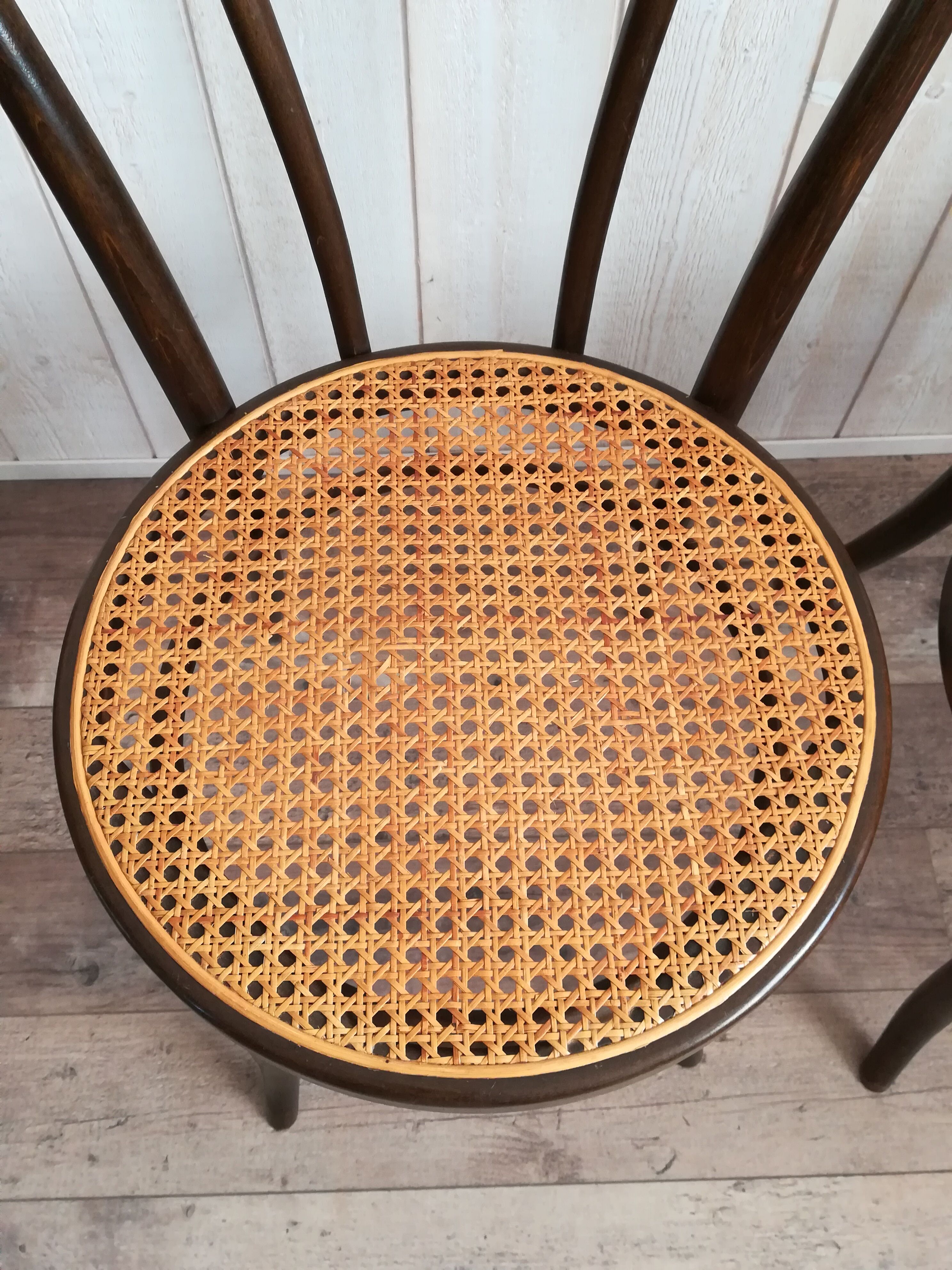 Curved wood bistro chairs